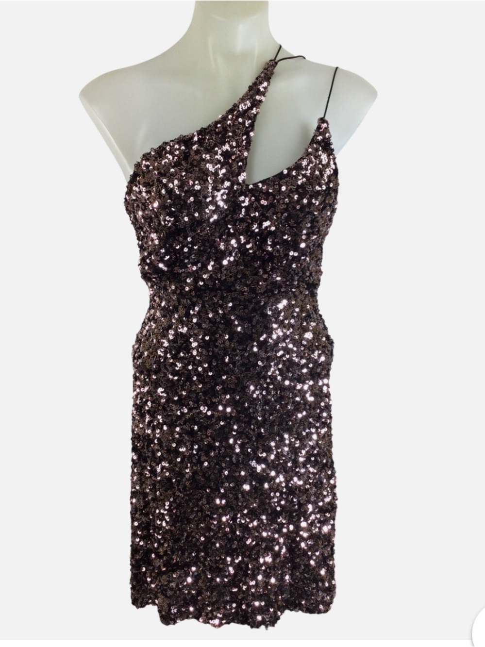 ASTR The Label Stretch Sequin Cutout Asymmetric Party Mini Dress Rose Pink S - Picture 1 of 10